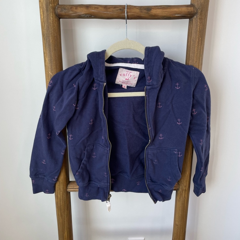 Cuffy Girls Zip Up Hoodie with Anchor Detail
